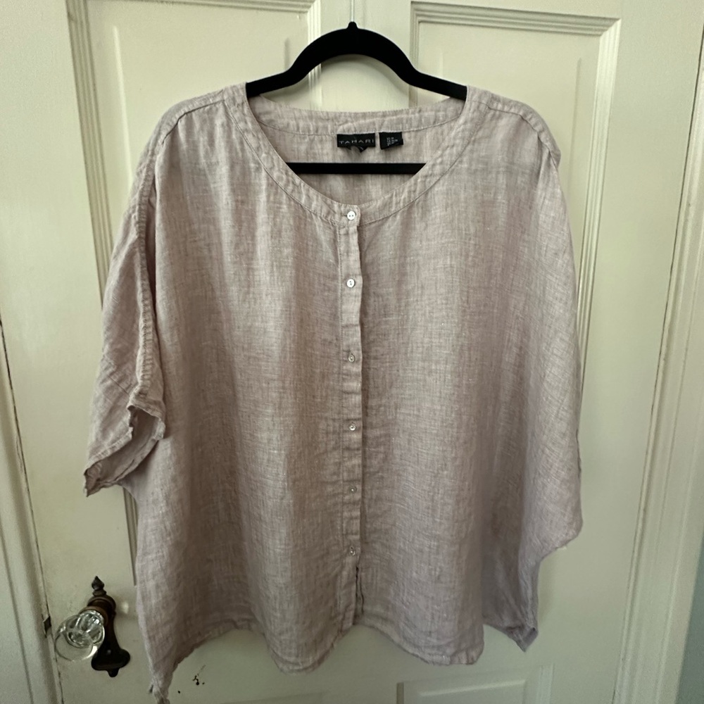 Tahari Linen Button-Up Top